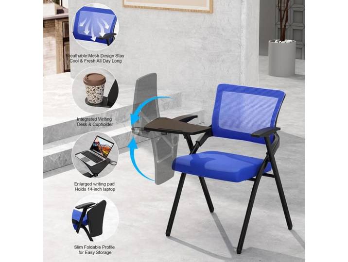 MENGDA Chaise pliants avec tablette-Chaise pour salles d'accueil-Chaise de conférence-Chaise conférence assise rembourrée douce