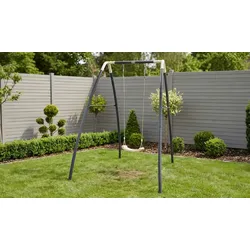 Metallschaukel Luke 140 x 217 x 210 cm - Kinderschaukel aus Stahl Schwarz/Weiß - moderne Gartenschaukel - Schaukelgestell für Kinder
