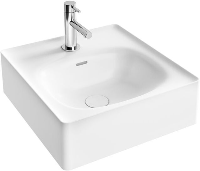 VitrA Equal Handwaschbecken 7240B403-0001 43x45cm, mit Hahnloch mittig/Überlaufschlitz, weiß hochglanz VC