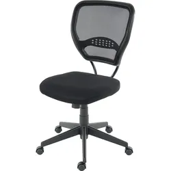 Profi-Bürostuhl Chicago, Chefsessel Drehstuhl, 150kg belastbar, Stoff/Textil ~ schwarz ohne Armlehnen