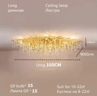 Inspire Picks Nordic Gold K9 Crystal Chandelier Modern Luxury LED Ceiling Light long 160cm silver Body warm White