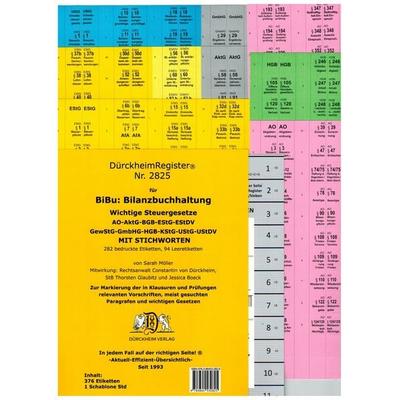 DürckheimRegister® 2825-BiBu- BilanzSteuerrecht - Wichtige Gesetze MIT STICHWORTEN für deine AO-AktG-BGB-EStG-EStR-GmbHG-HGB- KStG-UStG, Gebundene
