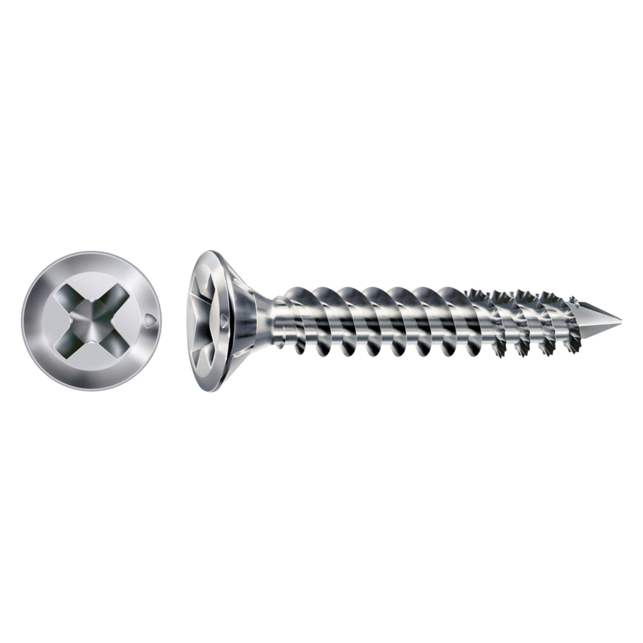 Spax Fex-Beschlagschraube Sonderkopf Bremsrippen Kreuzschlitz H2 Cut Titansilber (3000 Schrauben pro Stück) (229920)