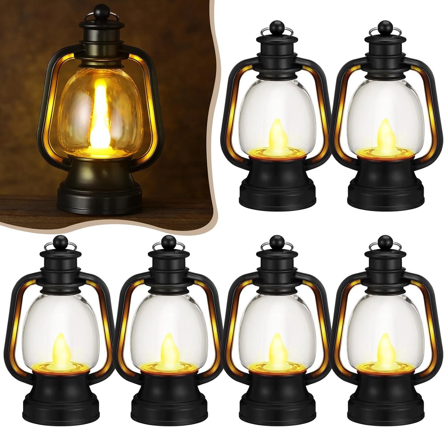 Set van 24 mini-lantaarns voor decoratie, vintage western stijl, Hoogte: 10,5 cm