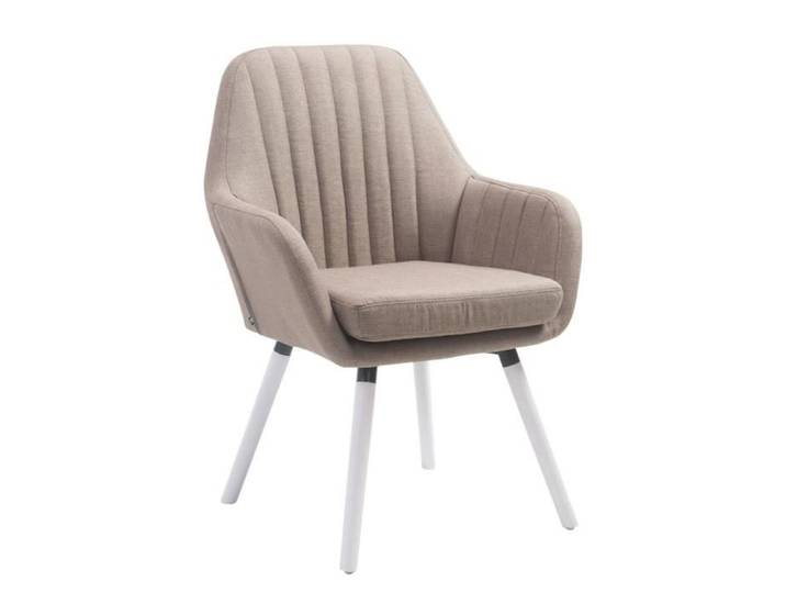 Chaise de Salle à manger Retro - CLP - Florian - Tissu - Bois - Taupe-Blanc