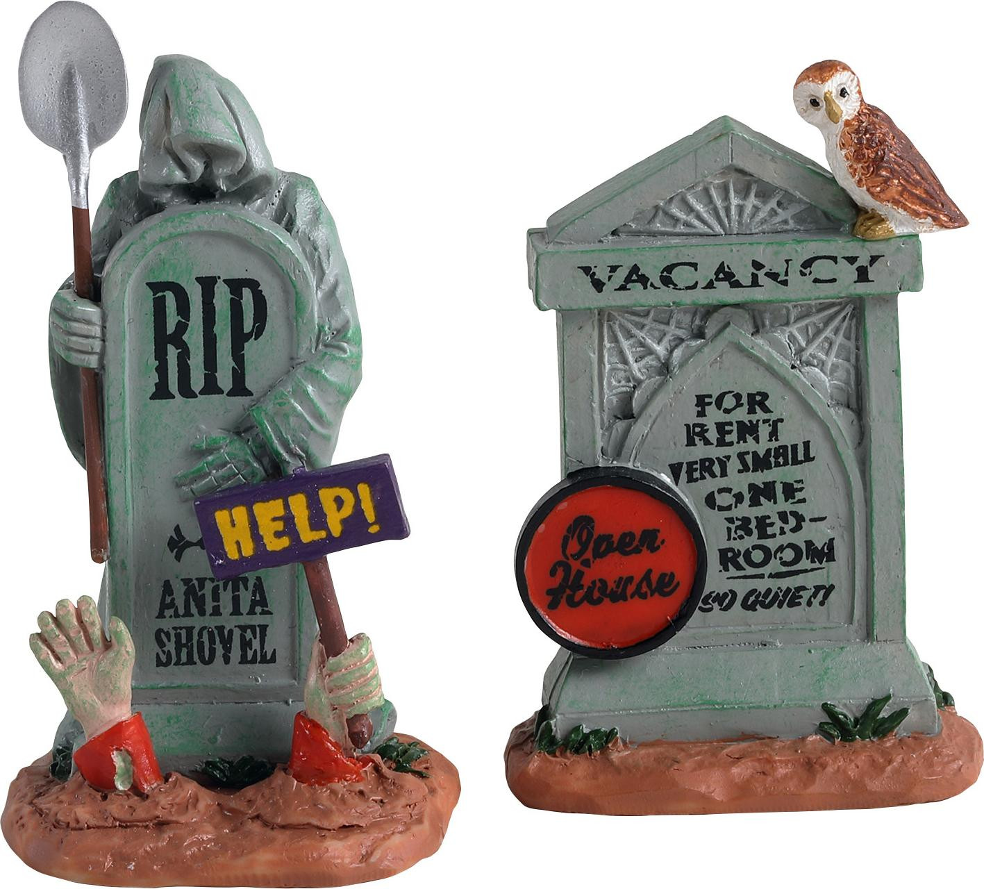LEMAX Halloweenfiguur Tombstone duo set van 2