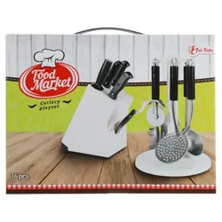 Toi-Toys 13965A - FOOD MARKET Küchenutensilien & Messerset (16-teilig)