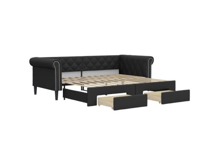 vidaXL Tagesbett Ausziehbar mit Schubladen Schwarz 90x200cm Kunstleder