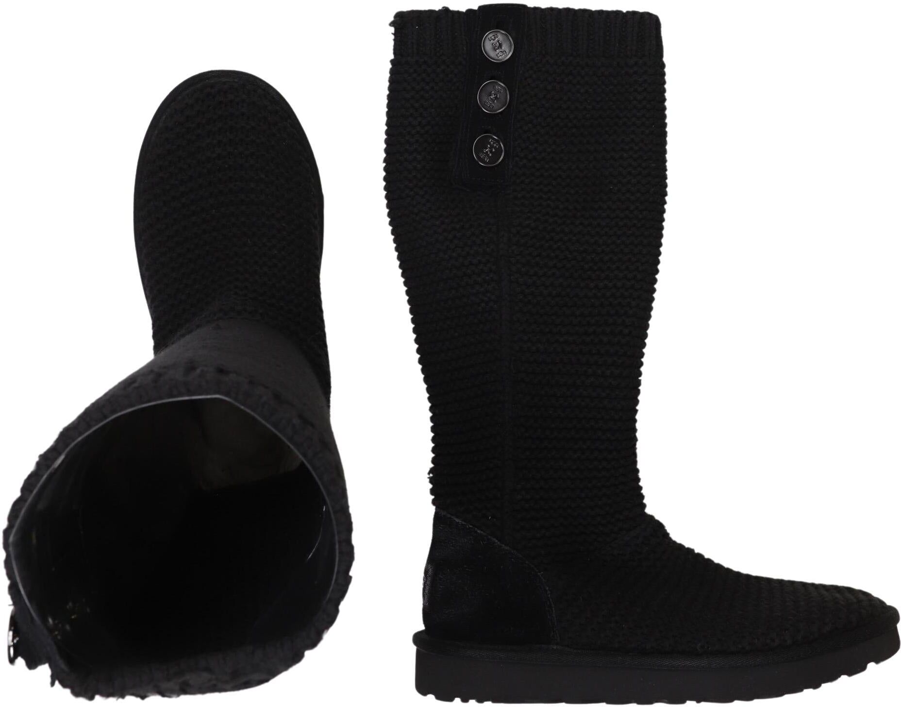 UGG Damen Stiefel, Schwarz, Gr. EU 38, Leder - Second Hand