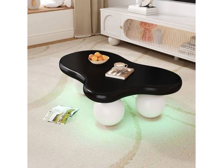 Table Basse Cloud avec éclairage LED 16 Couleurs au Choix Salon Central Minimaliste Table Basse irrégulière Design de Pied Rond