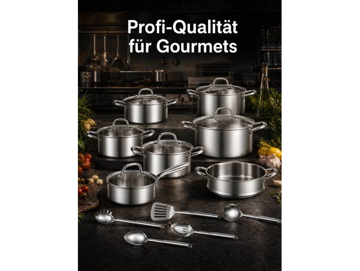Ensemble de casseroles en acier inoxydable 3 plis, 15 pièces, avec revêtement antiadhésif, ensemble de casseroles en acier inoxydable moderne pour la cuisine