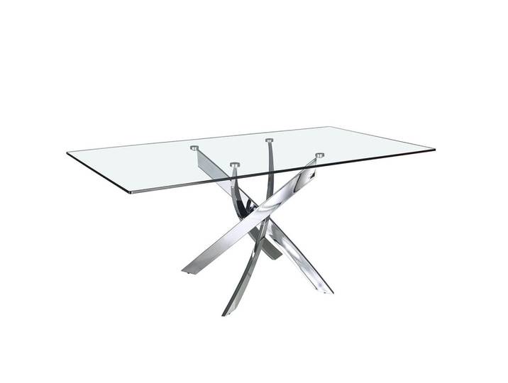 Angel Cerda Angel Cerdá Esstisch, rechteckig, gehärtetes Glas und verchromter Stahl, Transparent, Edelstahlfarben, Metall, Nachbildung, Rechteckig,Rechteckig, 180x75x95 cm, Esszimmer, Esstische