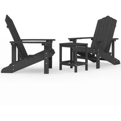 vidaXL Adirondack-Gartenstühle mit Tisch HDPE Anthrazit