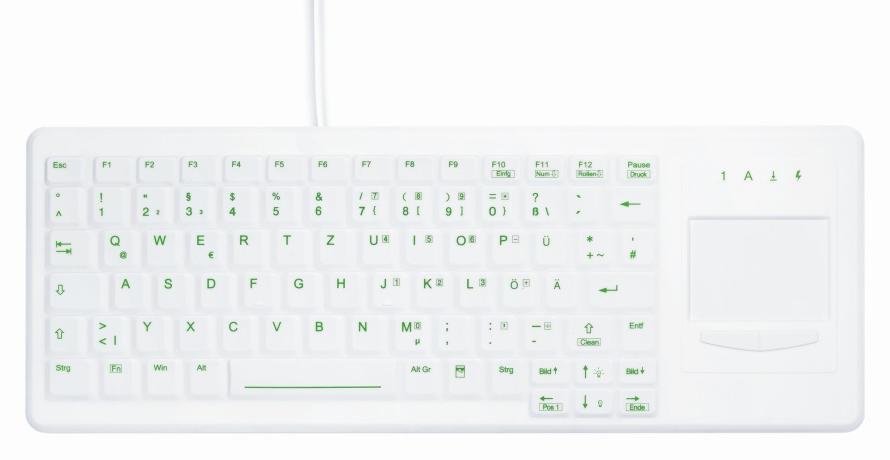 Contour Design Active Key AK-C4400, Mini, Kabelgebunden, USB + PS/2, Membran Key Switch, Weiß