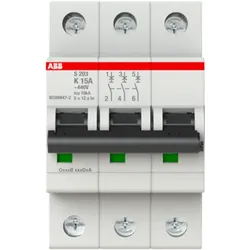 ABB S203-K15 Sicherungsautomat K-Char., 6 kA, 15 A, 3P
