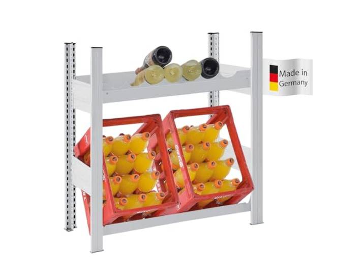 PROREGAL Getränkekisten- & Weinregal CHIEMSEE VINO HxBxT 82,5x81x33,5cm 2 Kisten + 13 Flaschen Lichtgrau Getränkekastenregal Getränkeregal Flaschenregal Weinständer