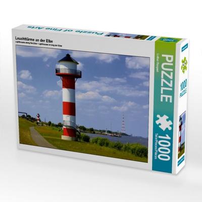 CALVENDO Puzzle Leuchttürme an der Elbe | 1000 Teile Lege-Größe 64x48cm Foto-Puzzle für glückliche Stunden