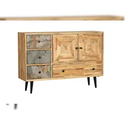 DELUKE Sideboard KJELL Holz Braun 79x31x117,5cm Schrank Flur Schlafzimmer Kommode