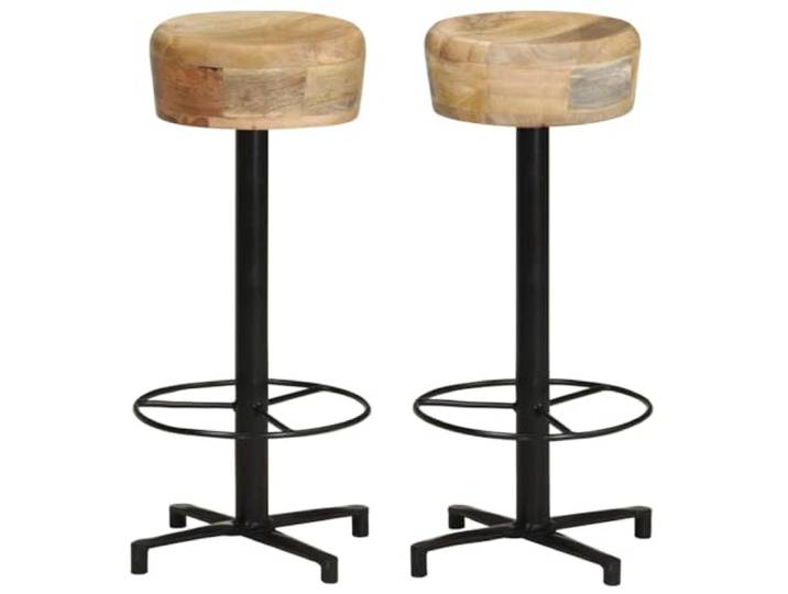 Barhocker, 2 Stück, aus massivem Mangoholz, mit Fußstütze Basis aus Eisenpulver, einzelne Körnungen, für Küche oder Pub, Kapazität 110 kg