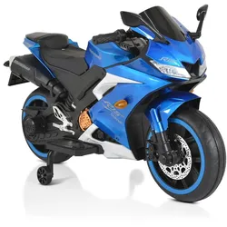 Moni Kinder Elektromotorrad Motocross MP3-Funktion Bluetooth Stützräder Lichter blau