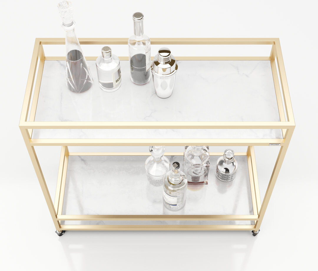 PLAYBOY Ginger Bar Cart White 220.98cm H X 228.6cm W X 101.6cm D