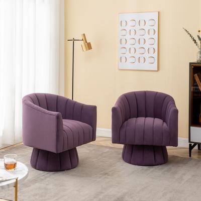 SEYNAR Modern Glam Velvet Upholstered Round Swivel Accent Barrel Chair Set of 2