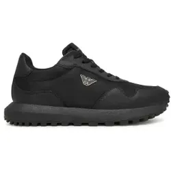 Emporio Armani für Herren. EM003738_AF19532 Recycelte Nylonschuhe schwarz (43), Wohnung, Schnürsenkel, Lässig, Nachhaltig, Recyceltes Nylon