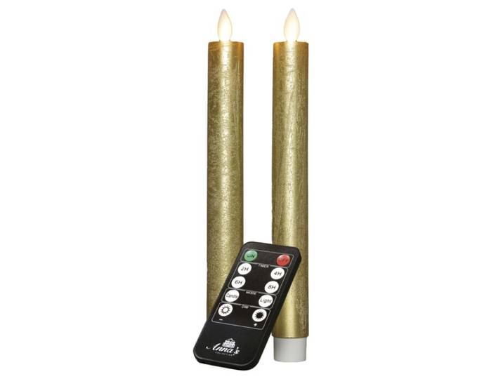 Stabkerze 2er–Set – Akkubetrieben, Echtwachs, Gold