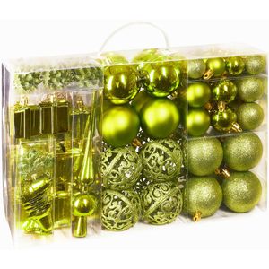 BRUBAKER Weihnachtskugeln 8000.09, grün, Kunststoff, Set mit 101 Teilen