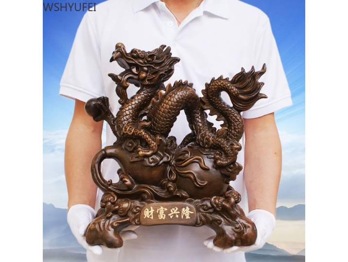 Zhenzhai – ornement de Dragon, décoration de salon et de bureau pour attirer la richesse, mascotte de Dragon chinois, artisanat Xuanguan