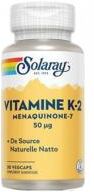 Solaray Vitamine K2 (Menaquinone-7) de Source Naturelle Natto 50 ?g - 30 Caps. Vég. - Boîte plastique 30 capsules