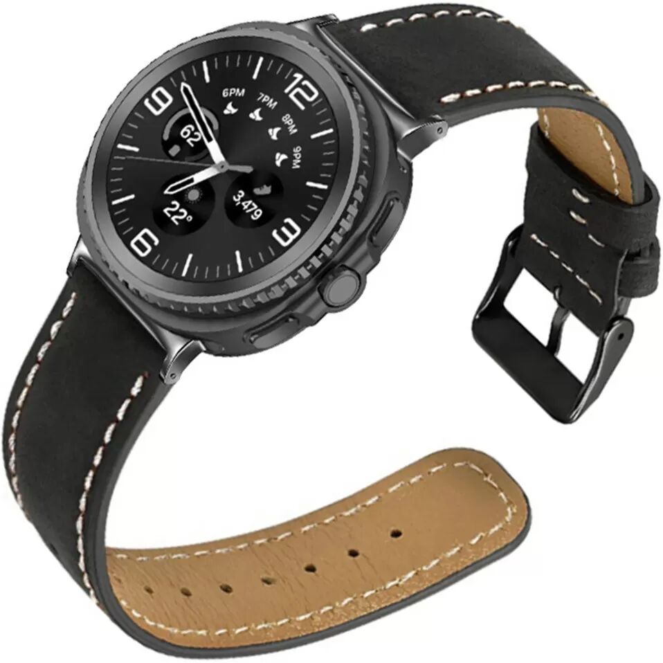 INF Armband aus Kunstleder mit Dornschließe, kompatibel mit Samsung Galaxy Watch 8 (40/44/46) – atmungsaktiv, schweißabweisend, Schwarz
