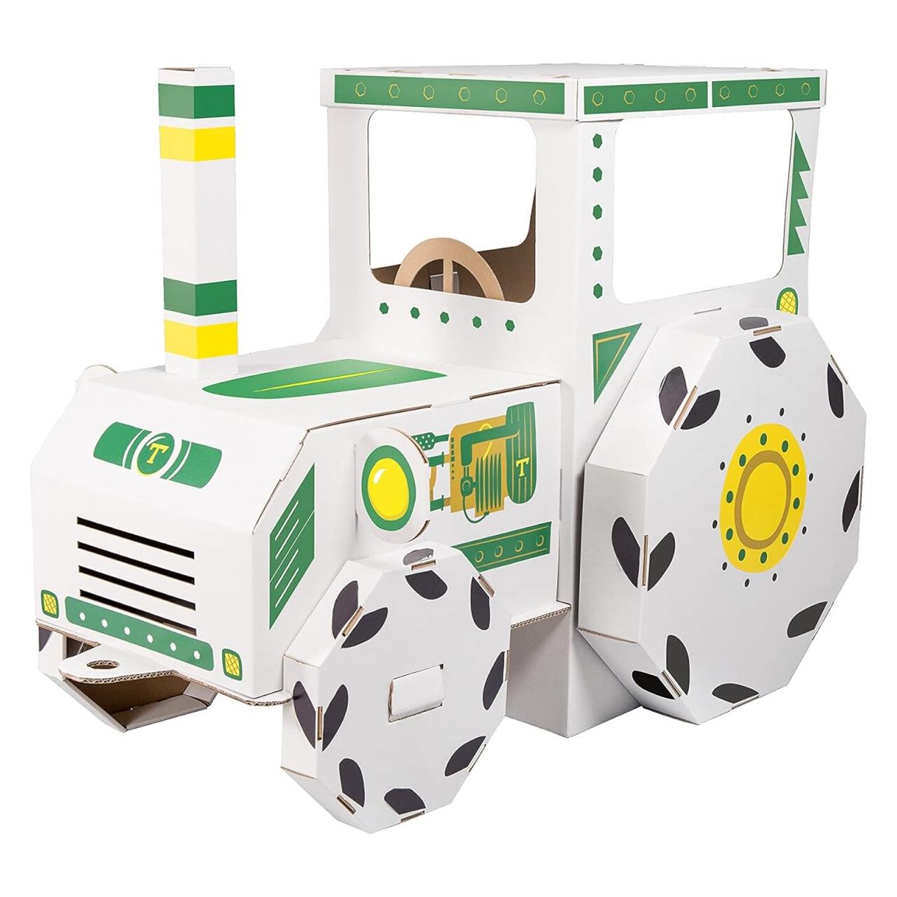 Tektorado Traktor Kartonspielzeug - Weiss, 5-lagig, bemalbar - Kreatives Bastelspiel für Kinder (45375442)