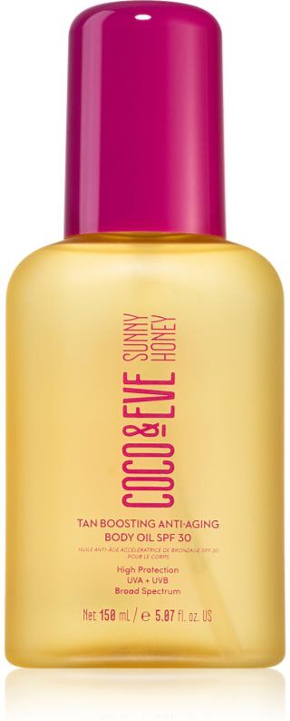 Coco & Eve Sunny Honey Tan Boosting Anti-Aging Body Oil SPF 30 schützendes Öl für schnellere Bräune gegen Hautalterung SPF 30 150 ml