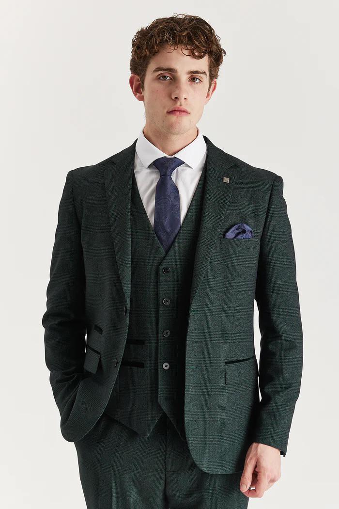 Grüner Anzugsblazer im Prince-of-Wales-Stil für Herren