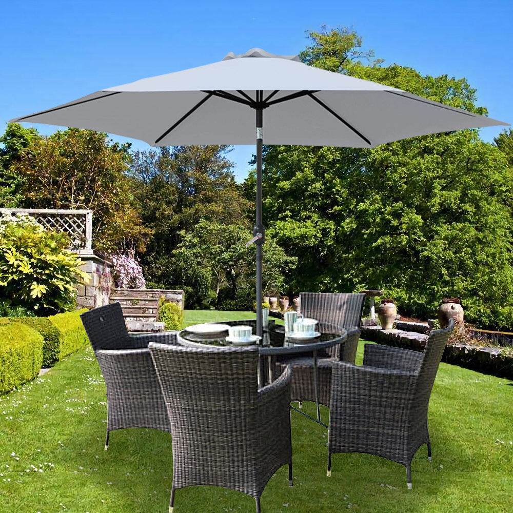 Freeport Park Puckett 3m Traditional Parasol Grey 300cm W X 300cm D