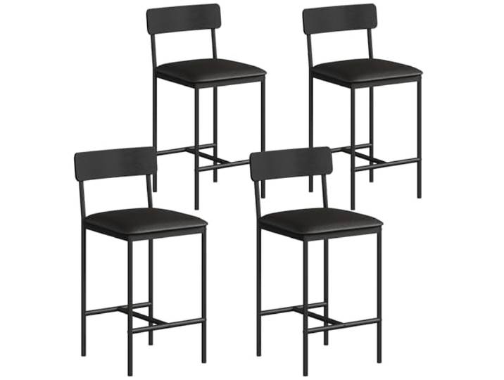4 Barstühle mit hohen Beinen, bequeme gepolsterte Esszimmerstühle, Schwarz Bequeme gepolsterte Esszimmerstühle – ideal für die Küche oder das Esszimmer auf einer kleinen Etage