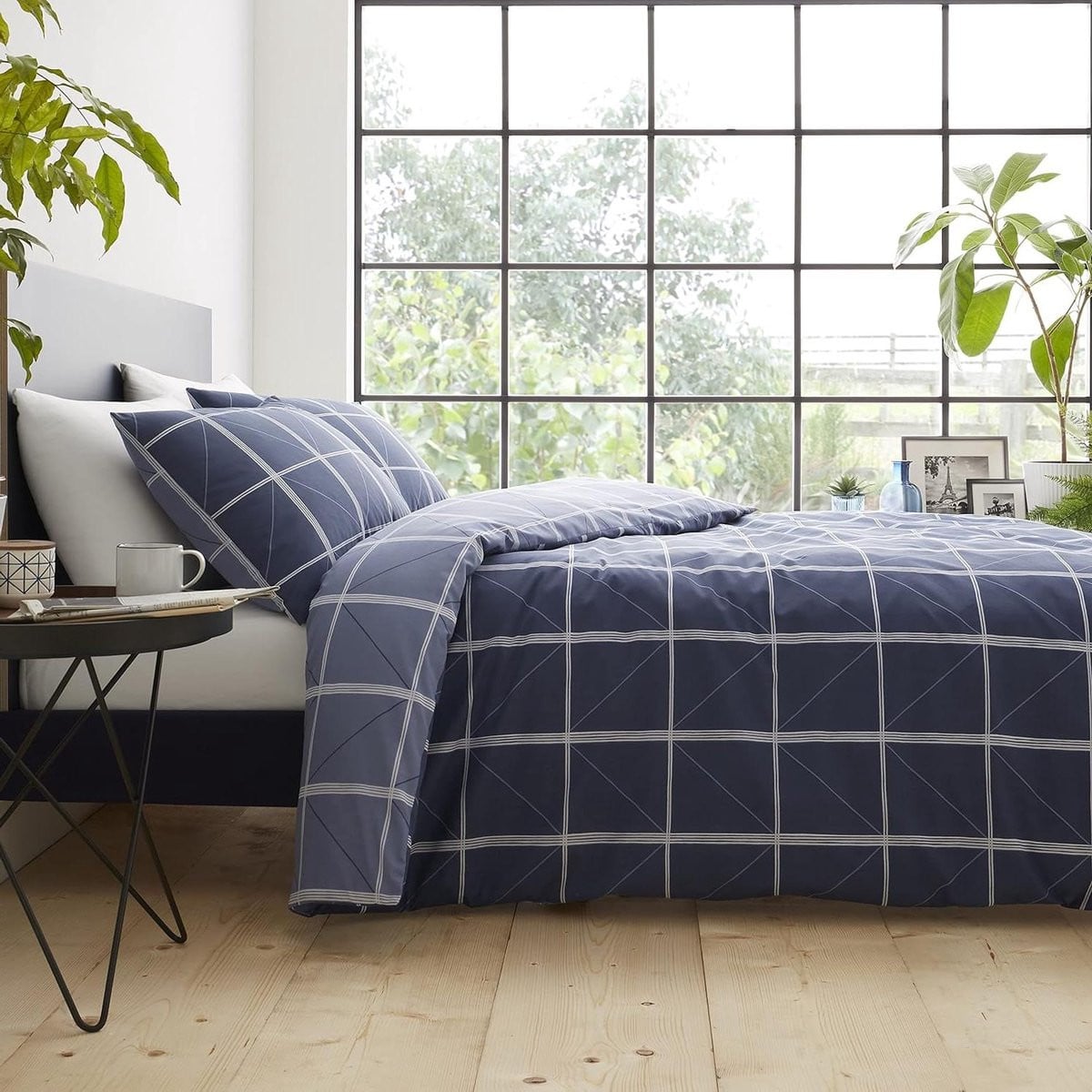 Blauw Dekbedovertrek Set van 100% Katoen, 250x200 cm