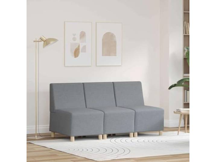 ZQQLVOO Modulares Sofa Ohne Armlehnen Hellgrau 3 Stück Atmungsaktiver Polyester, Sperrholzrahmen, Metallbeine, Kombinierbar, Feucht Abwischbar