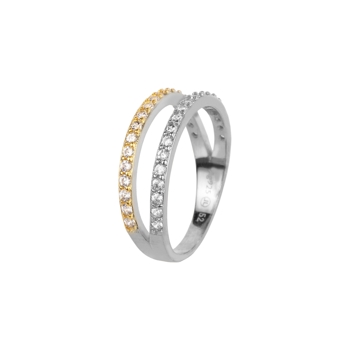 Jacques Lemans Ring Sterlingsilber vergoldet bicolor mit Zirkonia