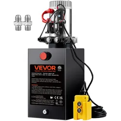 VEVOR Hydraulikpumpe Hydraulikaggregat 12 V Hydraulikaggregat 1600 W, Doppelwirkende Hydraulikpumpe Hydraulic Power Pack, 3,75 Gal Tank Hand Pump Hydraulikaggregat, für Aufzüge, Gabelstapler usw.