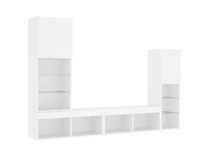 Meubles TV muraux - - Armoire TV murale - 4 pièces - Bois ingénierie - Blanc - LED - Montage mural - 80x30x30 cm 867oex81o