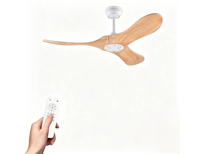 Bexevue Deckenventilator & 3 Holzflügeln, Speicherfunktion, Fernbedienung, Weiß, LED integrated, 107x51x107 cm, Lampen & Leuchten, Innenbeleuchtung, Deckenleuchten, Deckenleuchten