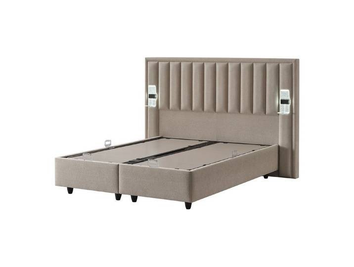 Villa Möbel Boxspringbett Touch (Bett (ohne Matratze), Liegefläche:90x200), Bett mit Lichtakzenten und Stauraum für stilvolle Ordnung