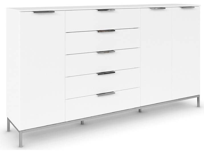 Kombikommode RAUCH Kommode Türkommode Sideboard Kombikommode FLIPP , weiß (alpinweiß), B:200cm H:111cm T:42cm, Holzwerkstoff, Sideboards, Kombikommode, 3-türig mit 5 Schubladen und Soft-Close-Funktion