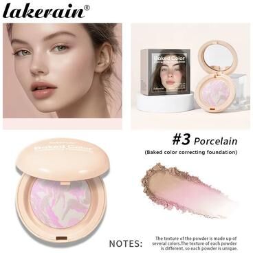 Inspired Finds BrightFilter Baked Powder Foundation Demi Matte Color Correcting Powder Foundation With Oil Control pink Porcelain