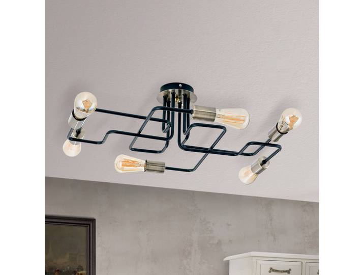 ORION Deckenlampe Jailhouse, dimmbar, schwarz, für Wohn- / Esszimmer, Metall, Deckenlampe