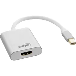 INLINE Mini DisplayPort HDMI Konverterkabel, Aluminium, weiß, 4K/60Hz