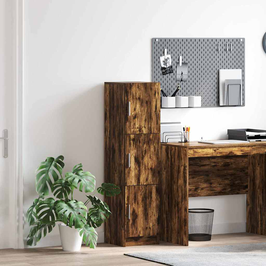 17 Stories Highboard Smoked Oak 122.5cm H X 31.5cm W X 32cm D