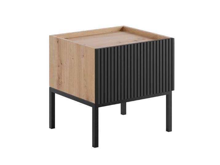 Compleo Nachttisch mit Schublade KELLY, ohne Griffe, geriffelter Front